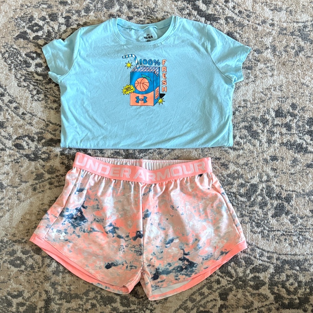 Under Armour Kids Set - Light Blue and Coral
